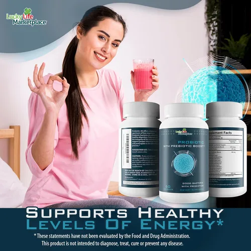 Vista 5 de Probiótico total con refuerzo prebiótico - Fórmula probiótica de 40 mil millones de UFC - Buenas bacterias con prebióticos para apoyar la salud