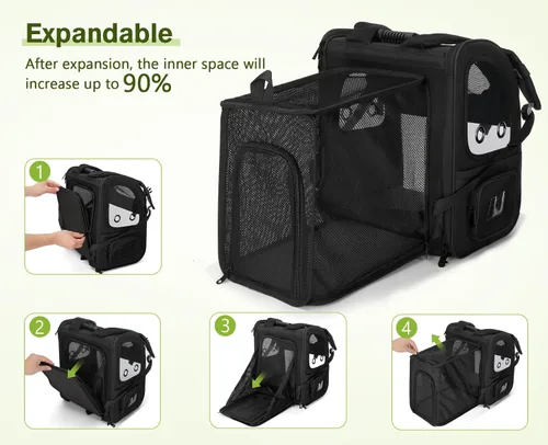 Vista 8 de Pecute - Mochila para mascotas, extensible con malla transpirable para perros pequeños, gatos, mochila para mascotas, para senderismo, viajes