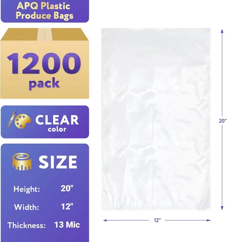 Vista 2 de APQ Supply Bolsas de plástico para productos en rollo de 1200, bolsas de plástico transparente de 12 "x 20" para almacenamiento y transporte