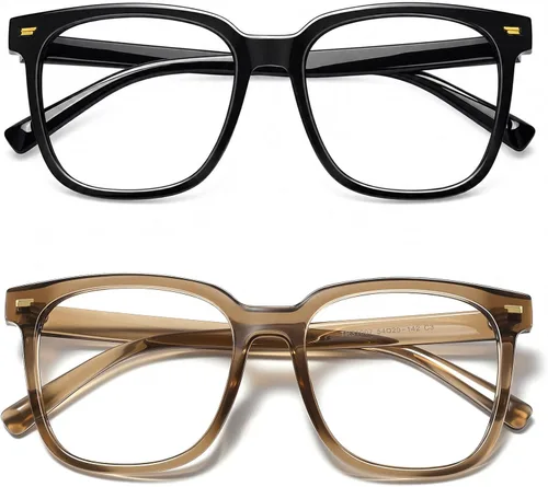 Vista 14 de PANNER Gafas cuadradas de gran tamaño con bloqueo de luz azul antideslumbrante para computadora Negro