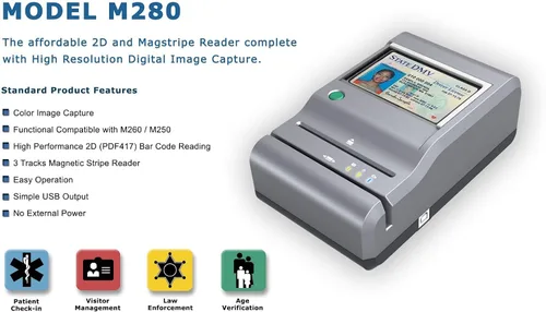 Vista 8 de M280 ID Reader - Escáner de cama plana USB y lector de códigos de barras 2D para escritorio