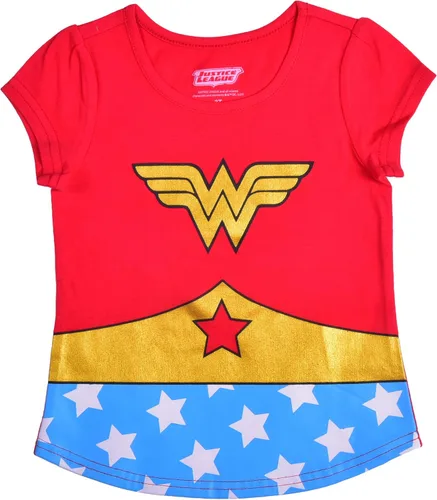 Vista 6 de DC Comics Justice League Girls T-Shirt 4 Pack for Toddler GreyPurpleRedBlue