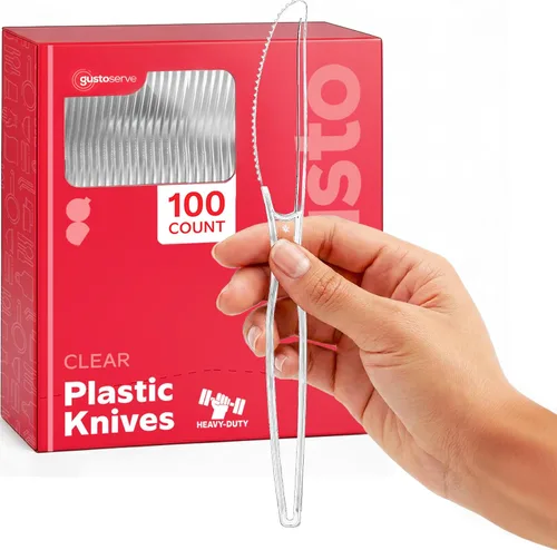 Vista 7 de GUSTO [Paquete combinado de 360 unidades] cubiertos básicos de plástico transparente, utensilios desechables pesados, 180 tenedores, 120 cucharas