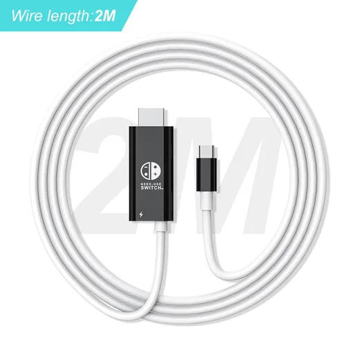 Vista 2 de MANMUVIMO Cable mini HDMI portátil compatible con Nintendo SwitchOLED, 2M6.6 pies, puerto de carga rápida de 100 W, cable adaptador USB-C a HDMI