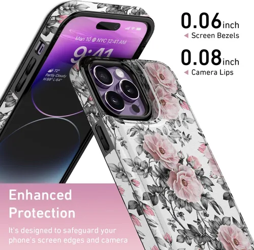 Vista 770 de LETO para iPhone 15 Pro Funda tipo cartera - Tapa tipo folio con patada - Diseños de moda - Tarjetero - Funda protectora para mujeres y niñas - 6.1