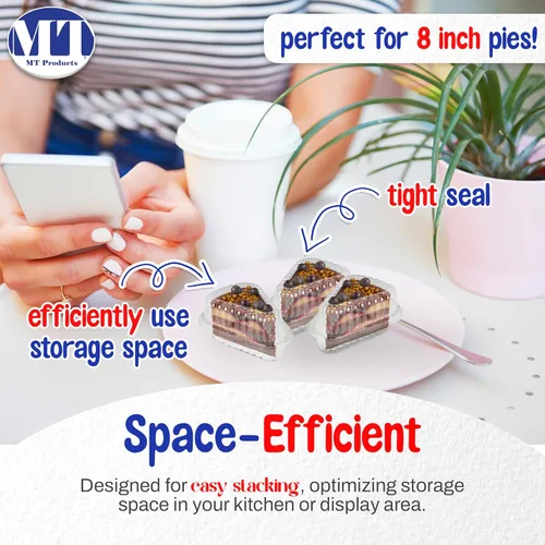 Vista 6 de MT Products Recipientes para tartas con bisagras, 4.2 x 3 x 2.35 pulgadas, contenedor de plástico extra pequeño para tartas de queso desechables