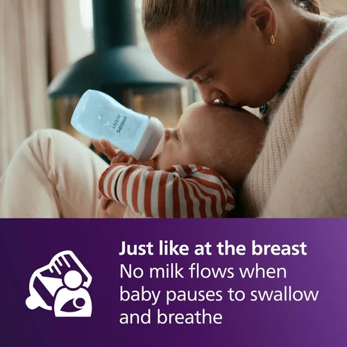 Vista 4 de Philips Avent - Biberón natural con boquilla de respuesta natural, azul, 9 onzas, paquete de 4, SCY903/24