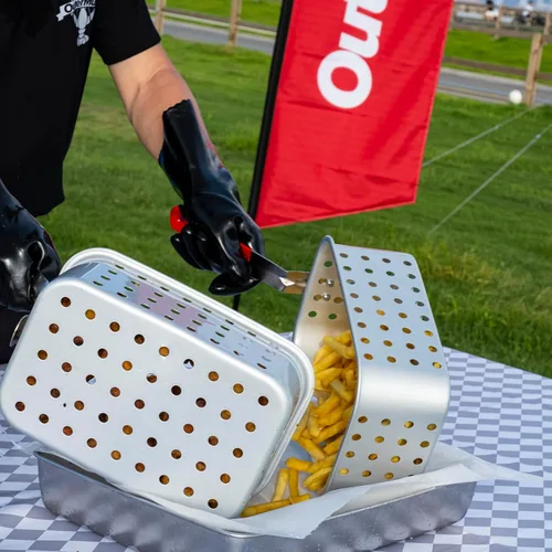 Vista 3 de Freidora al aire libre OuterMust de 58,000 BTU, olla de freidora profunda de 18 cuartos de galón y 2 cestas interiores, ideal para freír pescado
