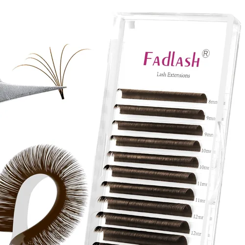 Vista 21 de Extensiones de pestañas con volumen, pestañas fáciles de abanico, rizo C, extensiones de volumen, extensiones de pestañas de colores de imitación