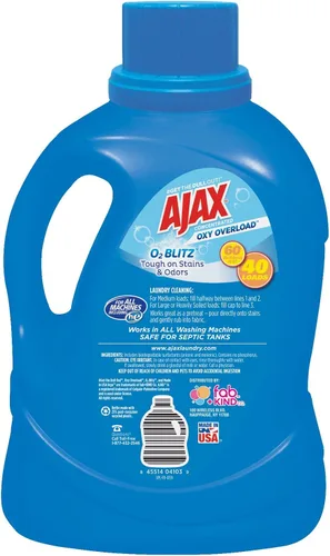 Vista 2 de Ajax Oxy - Detergente líquido de sobrecarga para ropa, 60 onzas líquidas, aroma Fresh Burst, luchador concentrado de manchas, disolución rápida