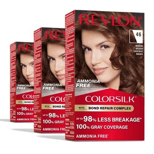 Vista 16 de Revlon ColorSilk con Complejo de Reparación de Enlaces, Tinte Permanente para el Cabello Marrón, 100% Cobertura de las Canas, Tinte para el Cabello