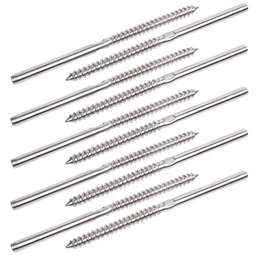 Vista 8 de BLIKA Paquete de 40 Tornillos Swage Lag de Rosca Derecha e Izquierda de Acero Inoxidable T316 para Postes de Madera de Kit de Barandilla de Cable