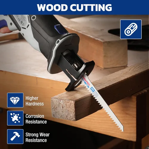 Vista 7 de WORKPRO Juego de hojas de sierra recíproca de 32 piezas, hojas de sierra de metal/corte de madera, hojas de sierra de podar con bolsa organizadora