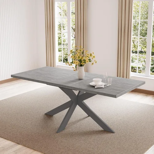 Vista 6 de ZckyCine Juego de mesa de comedor moderna para 6-8 personas para comedor, juego de mesa de cocina con patas de acero