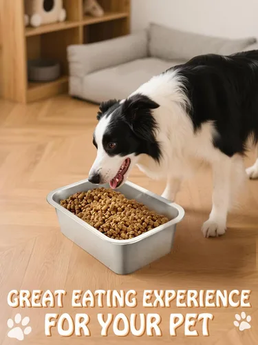 Vista 4 de Cuencos grandes para perros de 1.5 galones, tazón de acero inoxidable de grado alimenticio para agua y comida para perros, sin derrames, alta