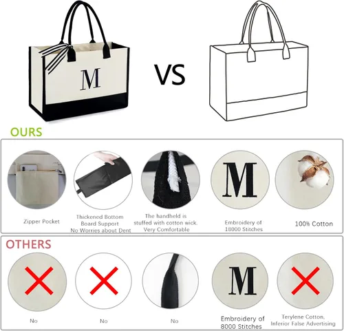 Vista 2 de BeeGreen Regalos para mujer, bolsa de lona con bolsillo bordado, bolsa de mano personalizada para amiga, mamá, profesora, hermana