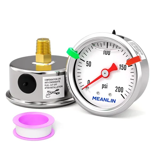Vista 24 de MEANLIN MEASURE - Manómetro de presión de 0~15 psi, relleno de glicerina, esfera con cara de 1.5 pulgadas, NPT de 1/8 de pulgada, manómetro