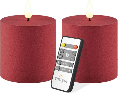 Vista 20 de smtyle - Velas LED sin llama parpadeantes operadas con batería de 10.2 cm x 10.2 cm naranja, pilar helado, juego de 2 para decoración y ambiente