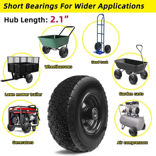 Vista 5 de Neumáticos sin pinza de 12 pulgadas de goma de repuesto de neumático sólido, conjuntos de ruedas de buje de desplazamiento de 2.1 pulgadas
