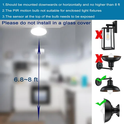 Vista 3 de Bombillas con sensor de movimiento para interiores y exteriores, bombilla LED con detector de movimiento A19 de 9 W, equivalente a 60 vatios, luz