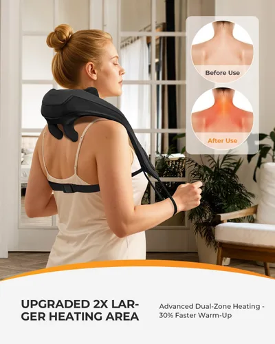 Vista 5 de CooCoCo Masajeador de Cuello Inalámbrico Mejorado - Elegible para FSA, Masajeador de Espalda para Alivio del Dolor de Tejido Profundo, Masajeador