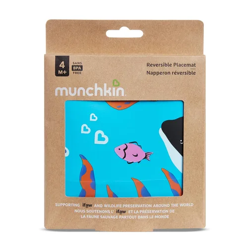 Vista 6 de Munchkin® WildLove - Mantel individual reversible de silicona para niños, 1 unidad, Orca