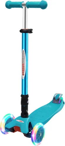 Vista 10 de ChromeWheels Patinetes Plegables para Niños, Patinete Deluxe con 4 Alturas Ajustables, Límite de Peso 132 libras, 3 Ruedas, Inclínate para Dirigir