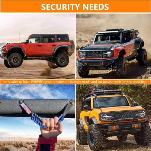Vista 3 de Asas de agarre de barra antivuelco para Ford Bronco 2021 2022 2023 2024 2025 2 accesorios de 2 puertas y 4 puertas, mango de agarre de paracaídas