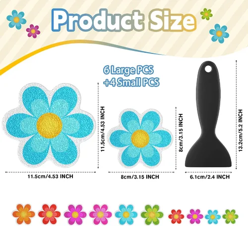 Secopad 10 calcomanías antideslizantes para bañera de flores con raspador, multicolor