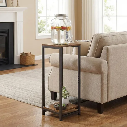 Vista 5 de Soporte alto para plantas de interior de 2 niveles, soporte de esquina de 32.5 pulgadas para plantas de interior, mesa auxiliar pequeña