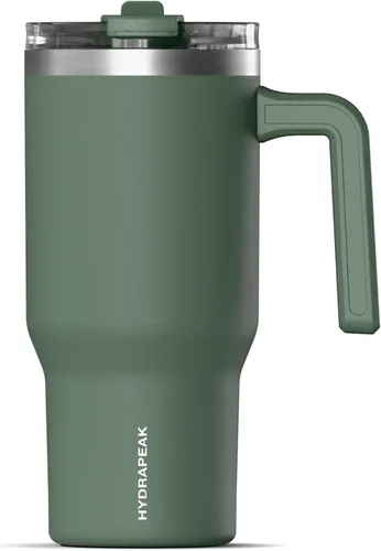 Vista 9 de Hydrapeak Voyager - Vaso de acero inoxidable de 25 onzas con asa, botella de agua aislada con popote y tapa, taza de viaje reutilizable apta