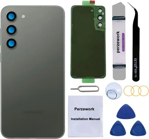 Vista 9 de Reemplazo de cristal trasero trasero para Samsung Galaxy S23 con kit de herramientas de reparación y manual (crema)