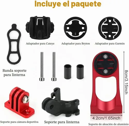 Vista 6 de Combo de montaje extendido para Garmin Edge, soporte de vástago de manillar de ciclismo compatible con Garmin Cateye Bryton GoPro GPS o cámaras Negro