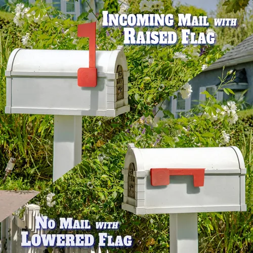 Vista 2 de Anley Bandera universal para buzón de correo saliente para madera, metal y estuco, resistente a la corrosión, kit de repuesto de banderas de señal