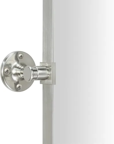 Vista 2 de TEEBARN Espejo de baño rectangular pivotante con marco de níquel cepillado de 20 x 30 pulgadas, espejo de tocador rectangular redondeado inclinable