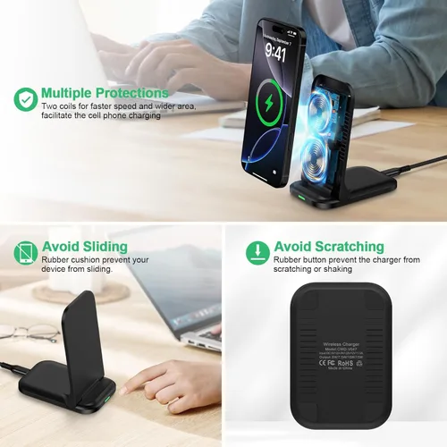 Vista 4 de Cargador inalámbrico plegable Samsung Soporte de carga rápida para teléfono Android Cargador inalámbrico Pad 15W para Samsung Galaxy S25 Plus S25FE