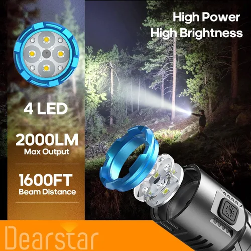 Vista 2 de Rechargeable Flashlights Mini Tactical High Lumen, Super Bright LED Small Flashlight with Magnetic Base, High Powered Strong Flash Light, Pocket