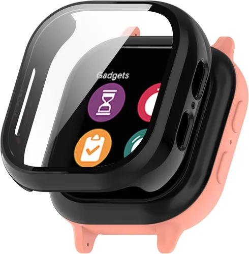 Vista 2 de Funda de cobertura completa con protector de pantalla compatible con Gizmo Watch 2, Disscool de policarbonato duro ultrafino y cristal real, funda