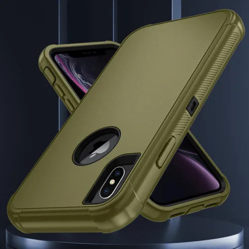 Vista 5 de SunStory Funda compatible con iPhone Xs/X con protector de pantalla HD, 3 capas de alta resistencia de cuerpo completo, funda protectora híbrida 3