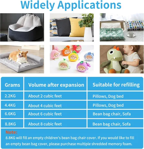 Vista 4 de Welacer Relleno de espuma viscoelástica triturada de 5 libras para relleno de puf, relleno para cojines, artes y manualidades, partículas de gel