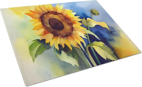 Vista 11 de Caroline's Treasures DAC1545LCB Anémonas en acuarela Tabla de cortar de vidrio grande decorativa de vidrio templado tabla de cortar y servir tabla