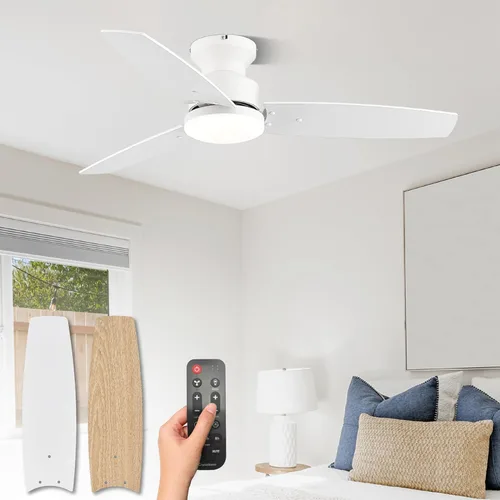Vista 10 de Conciseer Ventiladores de techo de 30 pulgadas con luces y control remoto, dormitorio, sala de estar, oficina, montaje empotrado, regulable 3CCT, 3