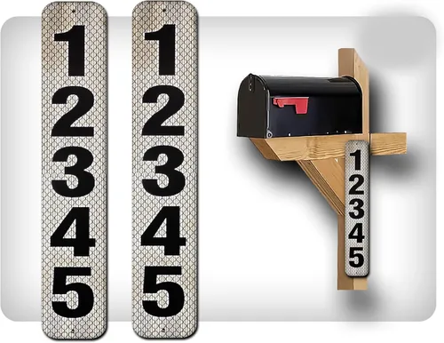 Vista 17 de 2 placas verticales reflectantes de aluminio serigrafiado, números de dirección de buzón, 3 x 18 pulgadas, personalizadas, preperforadas (Air Force)