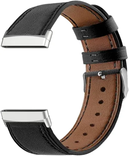 Vista 3 de Compatible con Fitbit Versa 4/3/Sense 2/Sense Bandas de cuero, para mujeres y hombres, correa de repuesto ajustable para Fitbit Versa 4/3/Sense