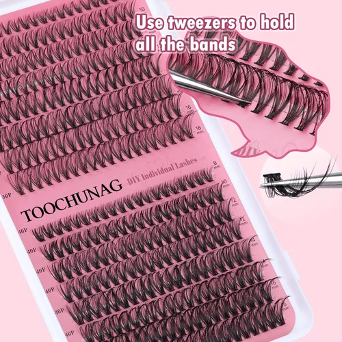 Vista 4 de Extensiones de pestañas en racimo 30D+40D, pestañas individuales, 320 piezas, extensiones de pestañas naturales en racimo 8-16MIX, extensiones