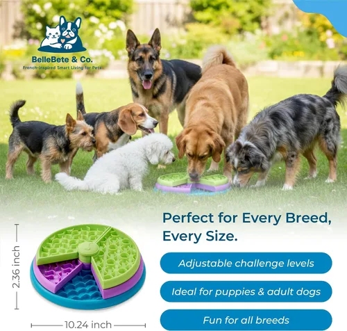 Vista 4 de BelleBête & Co. Cuenco de tres capas para perros Maze Pet Slow Feeder - Diseño interactivo de rompecabezas, serie de comedor consciente