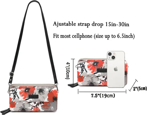 Vista 5 de Lanyani Cartera cruzada RFID con bolsillo para teléfono para mujer, cuero vegano