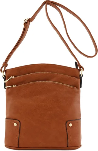 Vista 2 de Bolso cruzado grande con triple bolsillo con cremallera.