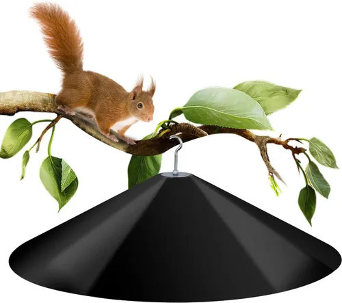 Vista 8 de Comederos grandes de 24 pulgadas a prueba de ardillas para colgar al aire libre, deflectores exteriores para ardillas para el poste de comederos