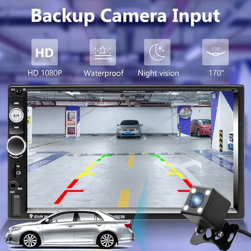 Vista 5 de Podofo - Estéreo de auto de doble DIN con radio, pantalla táctil Bluetooth de 7 pulgadas manos libres, Mirror Link, USB, SD, FM, receptor de audio